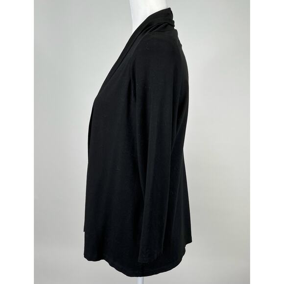 Eileen Fisher Black Open Front Cardigan Small Neutral Minimalist Layering Career - Picture 3 of 8